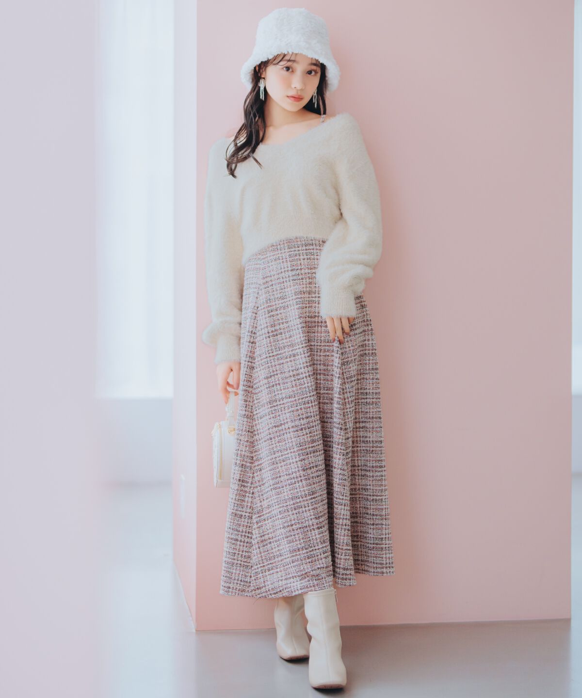 WILLSELECTION「シャギーニット&times;フレアワンピース」|ワンピース|