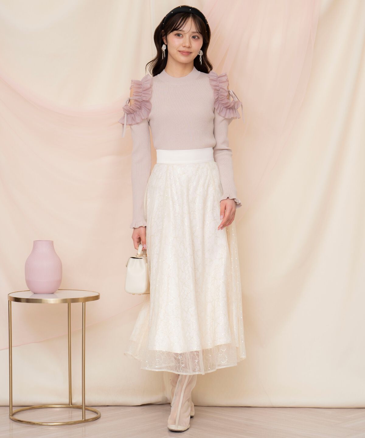 WILLSELECTION「フリルショルダーリブニット」|ニット・セーター|