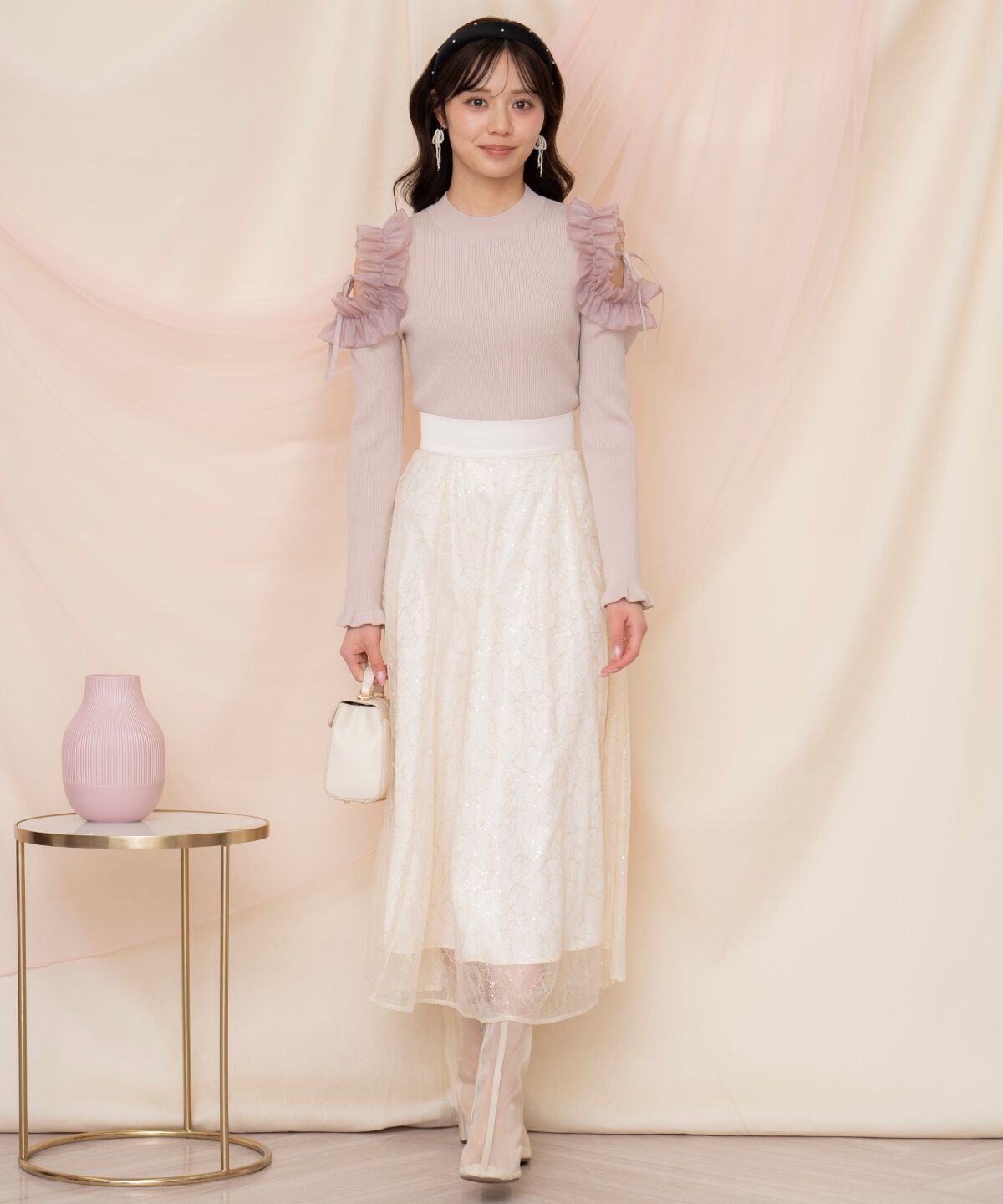 WILLSELECTION「フリルショルダーリブニット」|ニット・セーター|