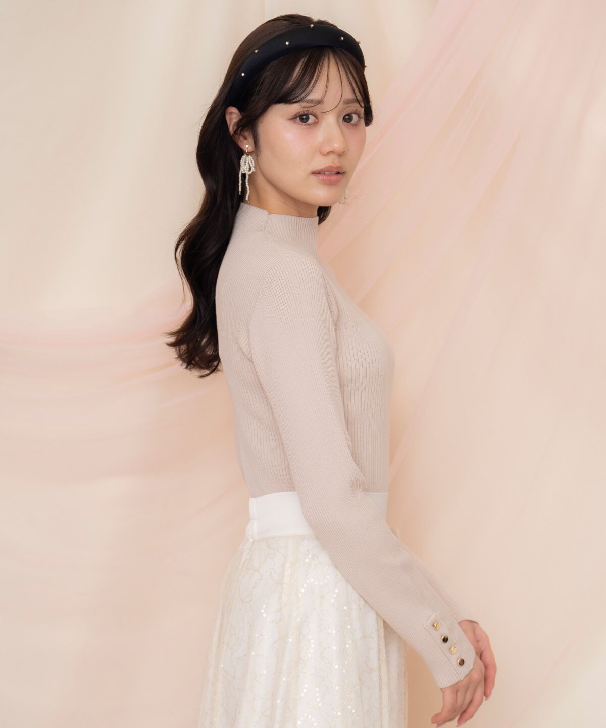 WILLSELECTION「袖口ボタンボトルネックリブニット」|ニット・セーター|