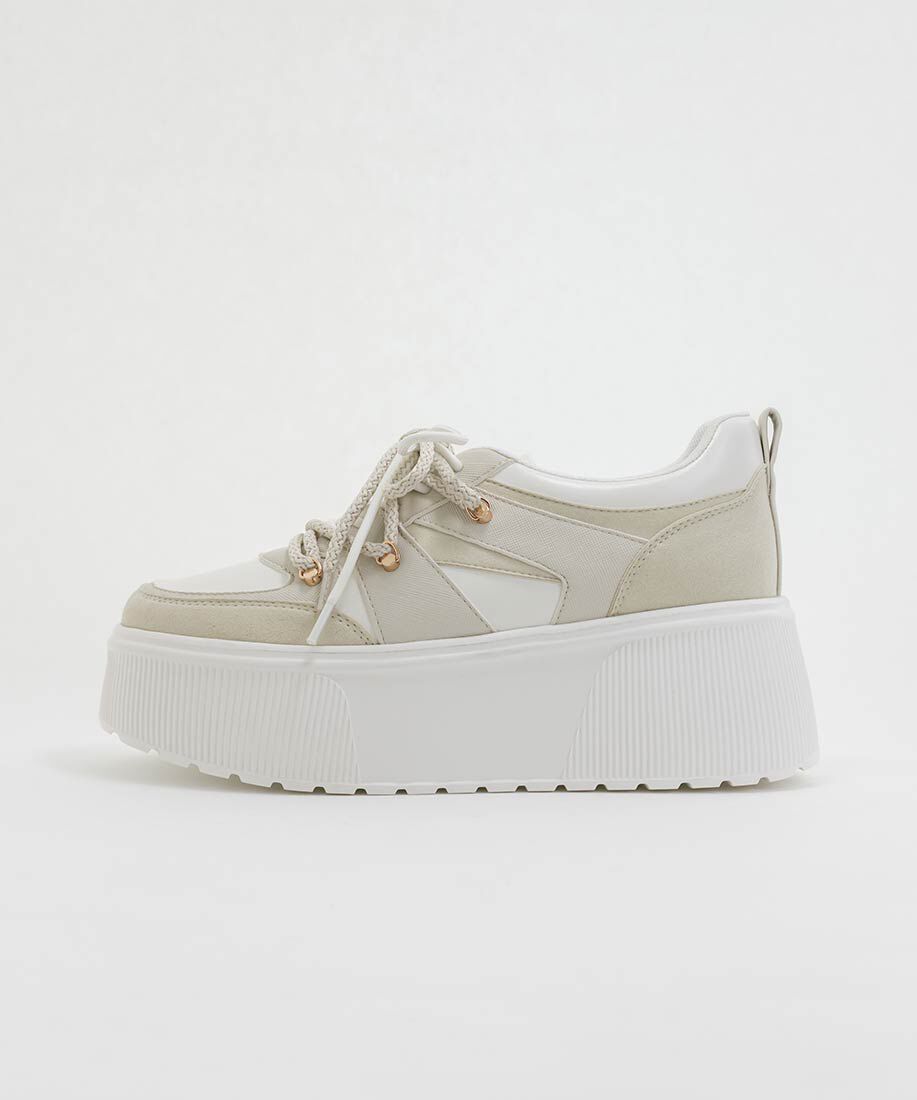  「ダブルシューレースボリュームソールスニーカー」|スニーカー|