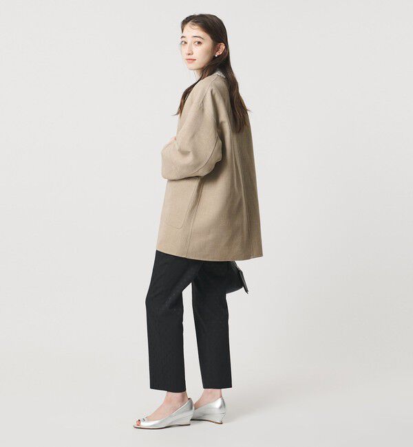 UNITED ARROWS「Asami バイカラー リバーコート」|ノーカラーコート|