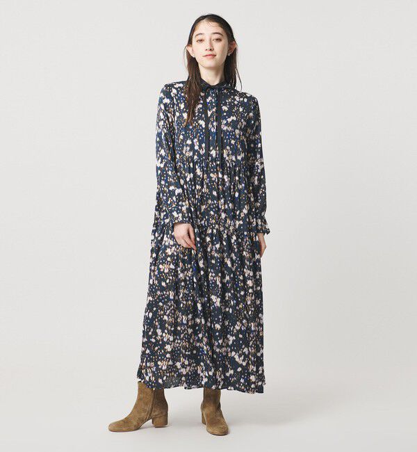 UNITED ARROWS「サテン フラワープリント ボウタイ ワンピース ‐ウォッシャブル‐」|ワンピース|その他7