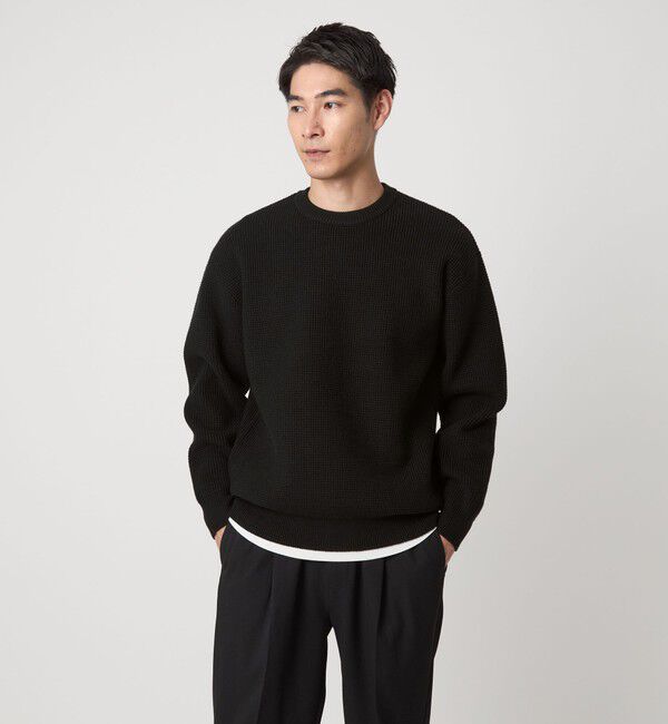 UNITED ARROWS green label relaxing「コットン ポリエステル ワッフル クルーネック ニット」|ニット・セーター|