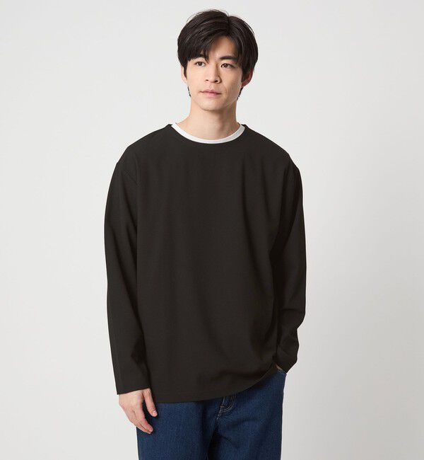 UNITED ARROWS green label relaxing「KIVANC ノーカラー 長袖 Tシャツ」|Tシャツ・カットソー|BLACK