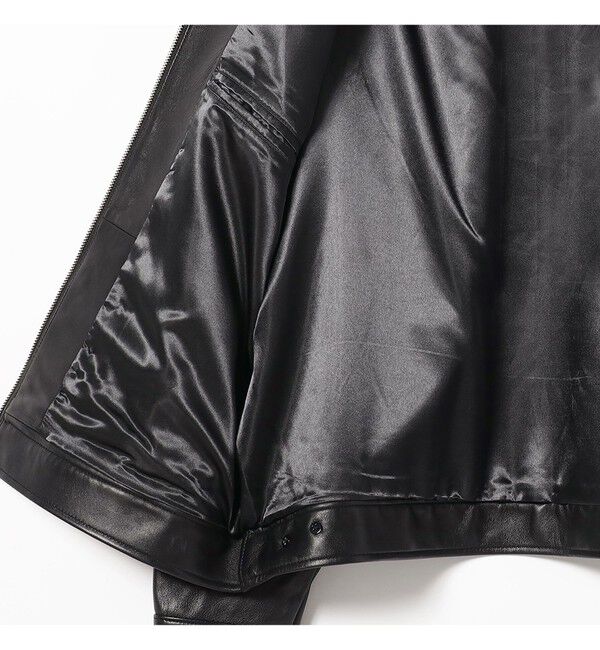 BEAMS「ワイドフィット レザー ジップブルゾン」|ブルゾン・スタジャン|