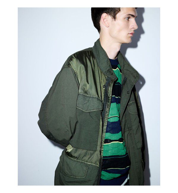 BEAMS「3ファブリック クレイジー M65 ジャケット【ワイドフィット】」|ブルゾン・スタジャン|OLIVE