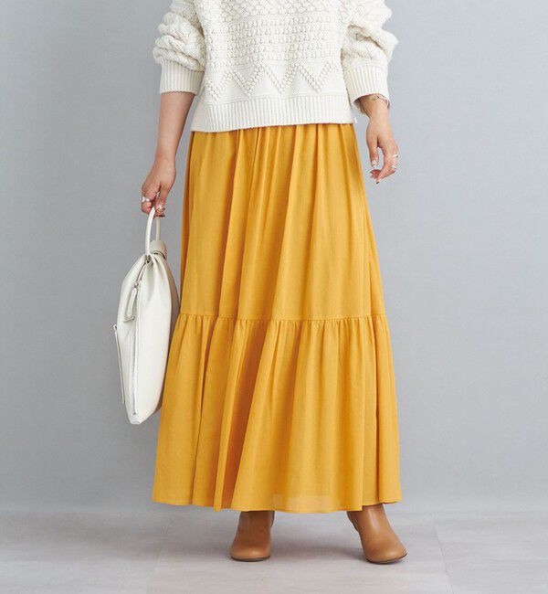 SHIPS for women「〈手洗い可能〉綿ドビー ティアード ギャザースカート◇」|スカート|
