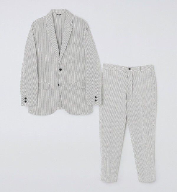 SHIPS「SHIPS:〈手洗い可能〉 サフィラン リネン シアサッカー パンツ (セットアップ対応)」|スラックス|