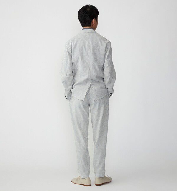 SHIPS「SHIPS:〈手洗い可能〉 サフィラン リネン シアサッカー パンツ (セットアップ対応)」|スラックス|