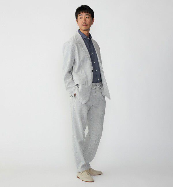 SHIPS「SHIPS:〈手洗い可能〉 サフィラン リネン シアサッカー パンツ (セットアップ対応)」|スラックス|