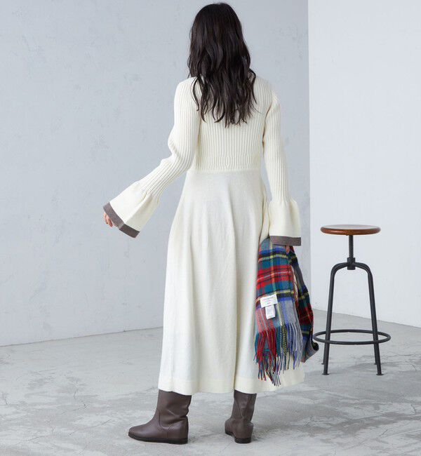 SHIPS for women「〈手洗い可能〉フレア 袖 ライン デザイン ニット ワンピース ◇」|ワンピース|