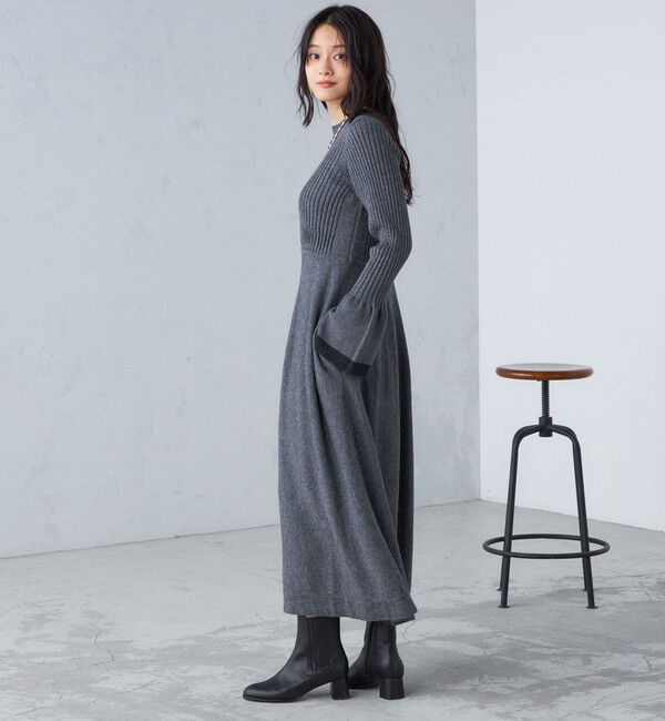 SHIPS for women「〈手洗い可能〉フレア 袖 ライン デザイン ニット ワンピース ◇」|ワンピース|