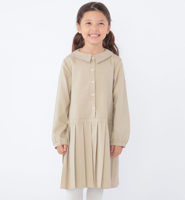 SHIPS KIDS「SHIPS KIDS:100～130cm / プリーツ 切替 ワンピース」|ワンピース|ベージュ