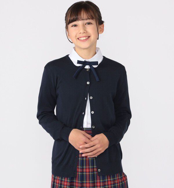 SHIPS KIDS「SHIPS KIDS:140～150cm / 14GG クルーネック カーディガン」|カーディガン|