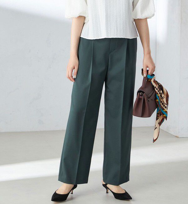 SHIPS for women「〈手洗い可能〉ツイル ストレート パンツ（セットアップ対応）」|その他|グリーン