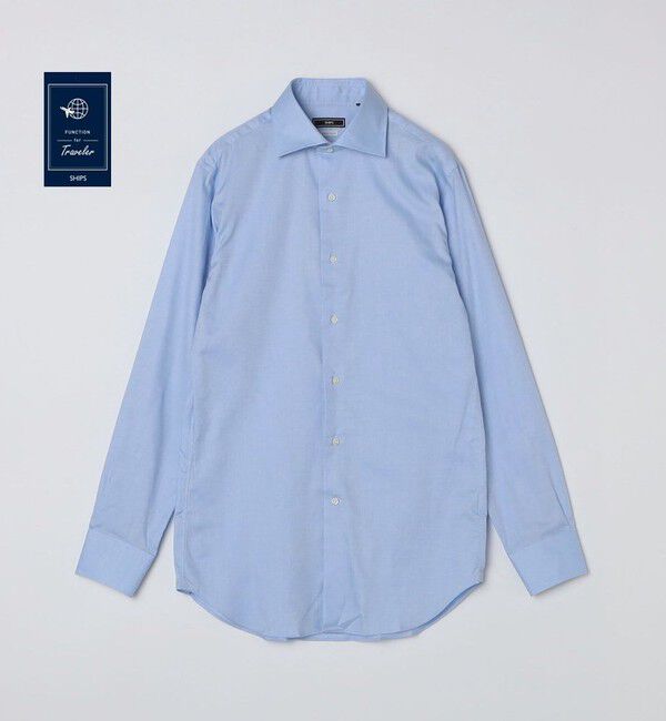SHIPS「SHIPS: イージーアイロン オックスフォード ワイドカラー シャツ」|シャツ・ブラウス|ライトブルー