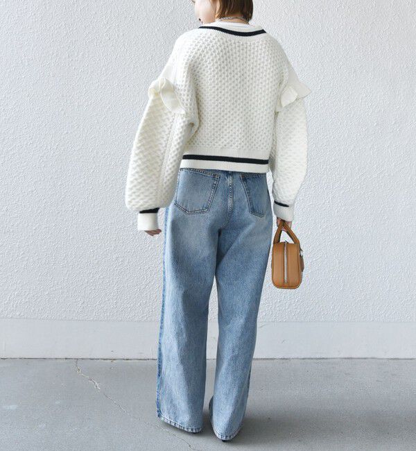 SHIPS for women「【WEB限定】袖 フリル チルデン ケーブル ライン カーディガン」|カーディガン|