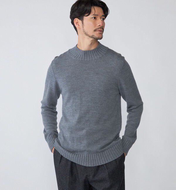 SHIPS「【SHIPS別注】PIACENZA: ウール ミドルゲージ モックネック ニット」|ニット・セーター|グレー