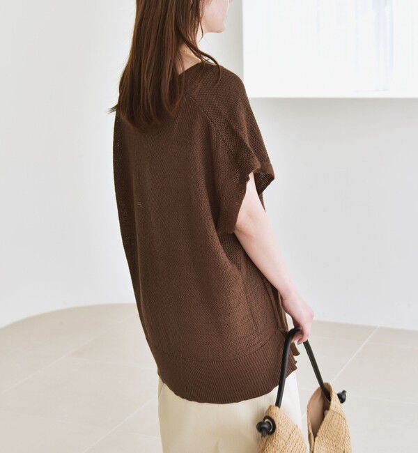 quaranciel「quaranciel:〈手洗い可能〉ラミー ミックス Vネック ノースリーブ シアー ニット」|ニット・セーター|