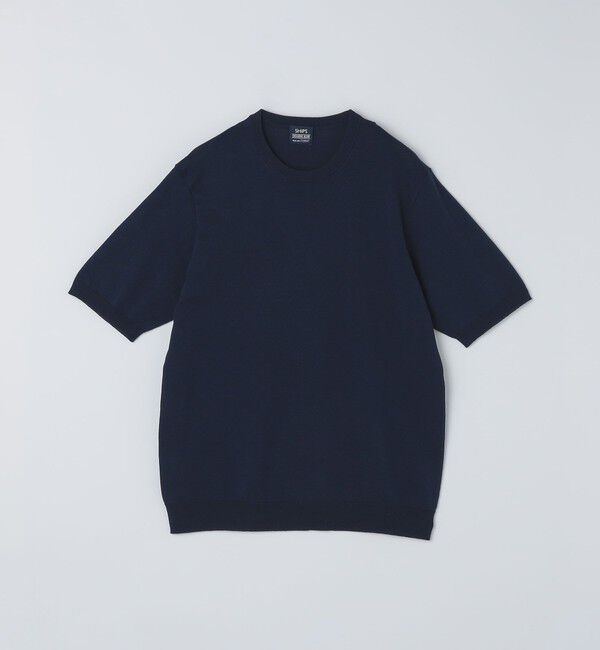 SHIPS「SHIPS: リネン&times;TEXBRID クルーネック ニット Tシャツ」|ニット・セーター|ネイビー