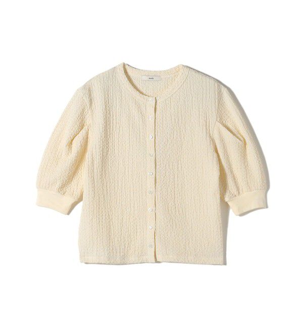 SHIPS for women「【WEB限定】〈手洗い可能〉バンピー シャーリング 5分袖 カーディガン」|カーディガン|