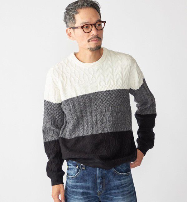 SHIPS「SHIPS: 〈手洗い可能〉コットン ウール アラン プルオーバー ニット」|ニット・セーター|