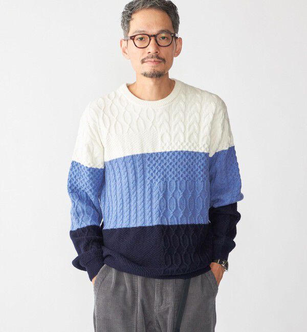 SHIPS「SHIPS: 〈手洗い可能〉コットン ウール アラン プルオーバー ニット」|ニット・セーター|