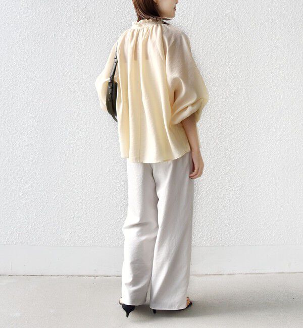 SHIPS for women「〈手洗い可能〉シアー タンブラー リボン デザイン 長袖 ブラウス」|シャツ・ブラウス|