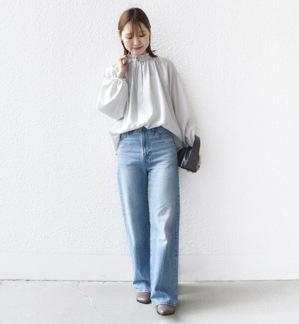 SHIPS for women「〈手洗い可能〉シアー タンブラー リボン デザイン 長袖 ブラウス」|シャツ・ブラウス|