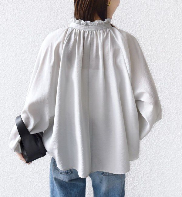 SHIPS for women「〈手洗い可能〉シアー タンブラー リボン デザイン 長袖 ブラウス」|シャツ・ブラウス|