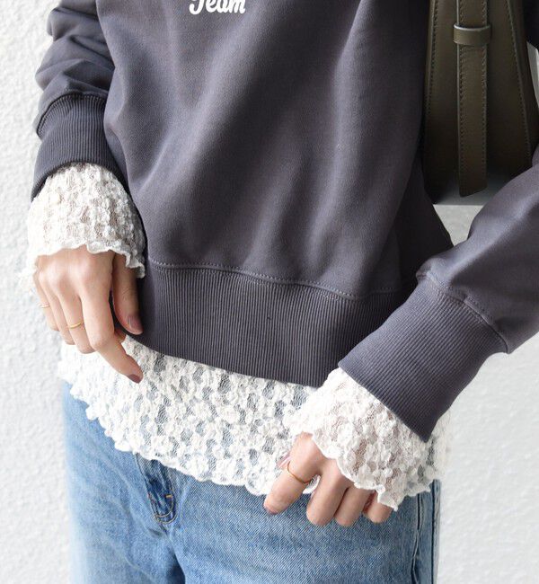 SHIPS for women「〈手洗い可能〉ラッセル レース ヘンリー ネック 2WAY プルオーバー」|Tシャツ・カットソー|