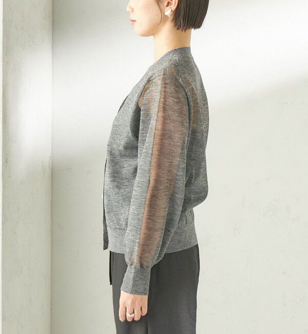 SHIPS for women「《予約》〈手洗い可能〉麻混 シアー Vネック カーディガン」|カーディガン|