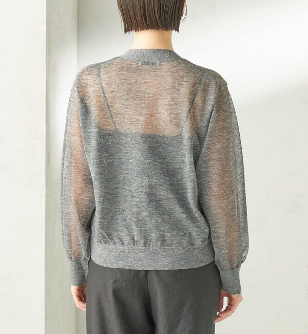 SHIPS for women「《予約》〈手洗い可能〉麻混 シアー Vネック カーディガン」|カーディガン|