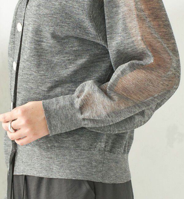 SHIPS for women「《予約》〈手洗い可能〉麻混 シアー Vネック カーディガン」|カーディガン|