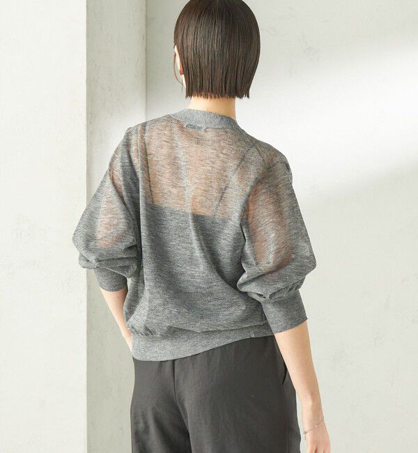 SHIPS for women「《予約》〈手洗い可能〉麻混 シアー Vネック カーディガン」|カーディガン|