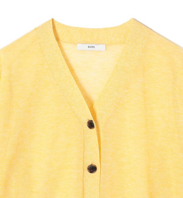 SHIPS for women「《予約》〈手洗い可能〉麻混 シアー Vネック カーディガン」|カーディガン|