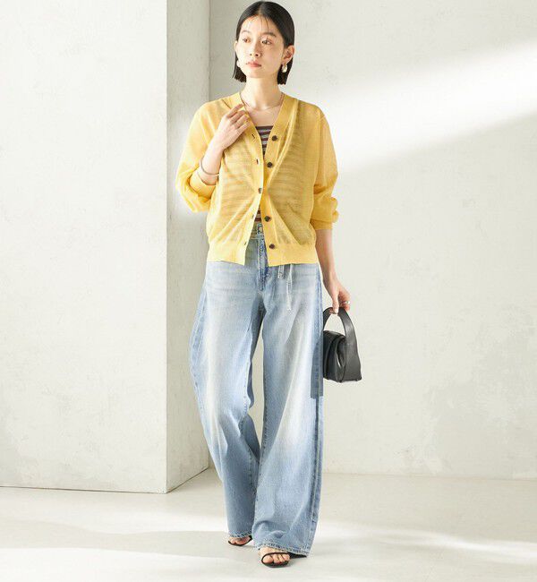 SHIPS for women「《予約》〈手洗い可能〉麻混 シアー Vネック カーディガン」|カーディガン|