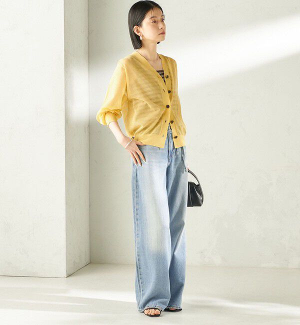 SHIPS for women「《予約》〈手洗い可能〉麻混 シアー Vネック カーディガン」|カーディガン|