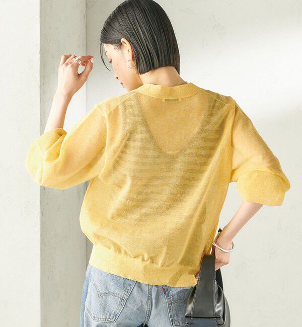 SHIPS for women「《予約》〈手洗い可能〉麻混 シアー Vネック カーディガン」|カーディガン|