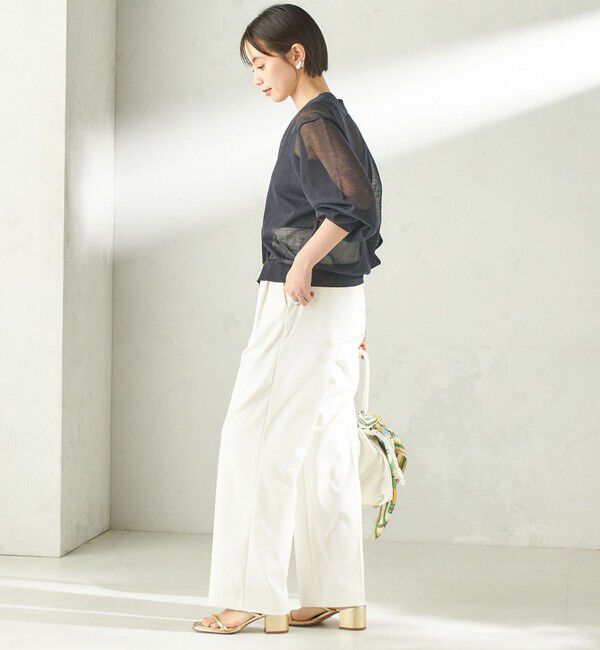 SHIPS for women「《予約》〈手洗い可能〉麻混 シアー Vネック カーディガン」|カーディガン|