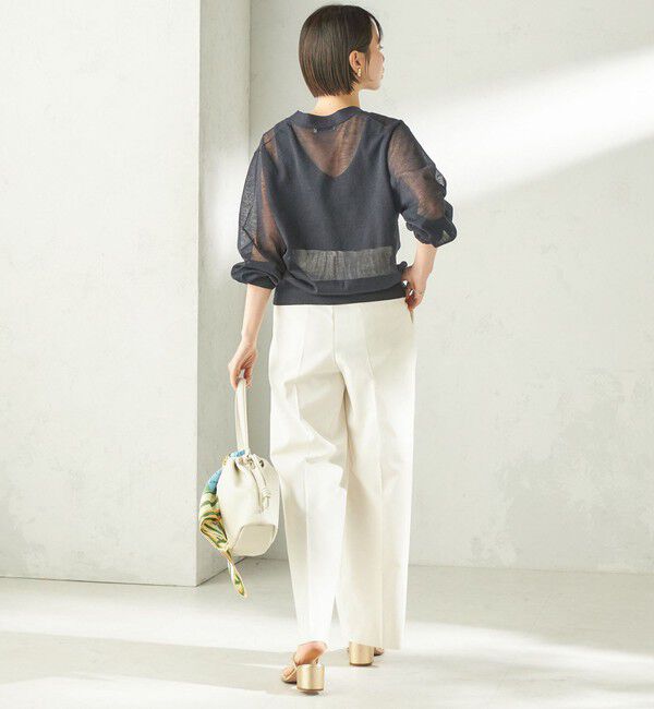 SHIPS for women「《予約》〈手洗い可能〉麻混 シアー Vネック カーディガン」|カーディガン|