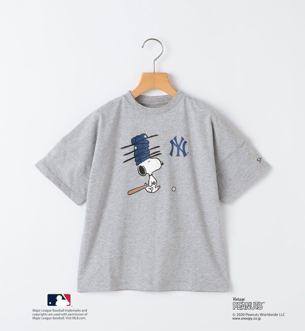 SHIPS KIDS「SHIPS KIDS:100～125cm / PEANUTS&times;MLB プリント Tシャツ」|Tシャツ・カットソー|グレー