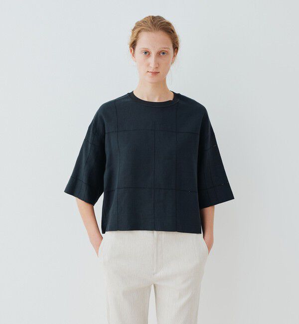 GALERIE VIE「リブコンビフレンチリネン ワイドシャツ」|シャツ・ブラウス|