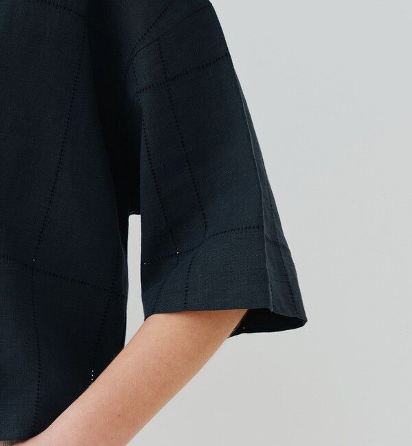 GALERIE VIE「リブコンビフレンチリネン ワイドシャツ」|シャツ・ブラウス|