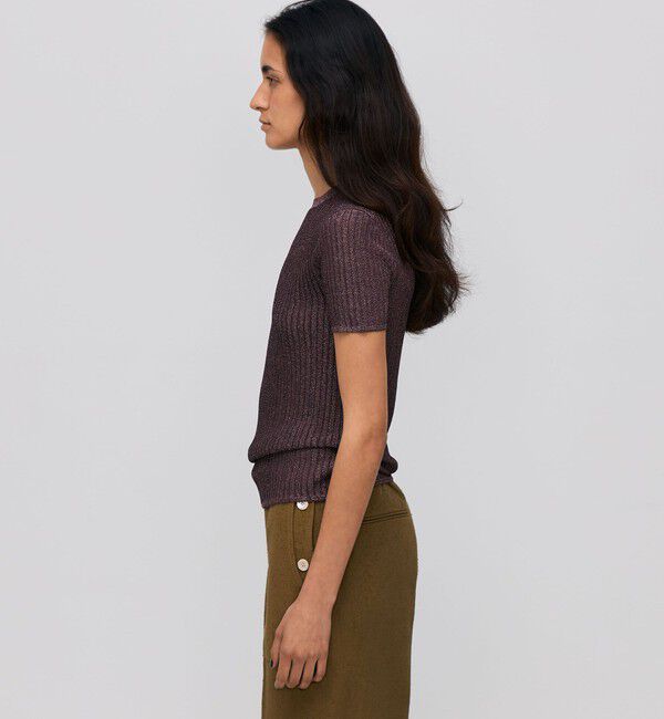 BACCA「レーヨンラメ リブハーフスリーブニット」|ニット・セーター|