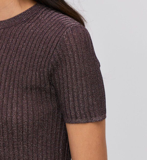 BACCA「レーヨンラメ リブハーフスリーブニット」|ニット・セーター|