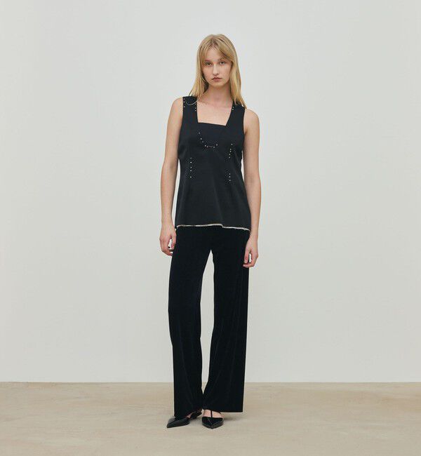 DES PRES「レーヨンサテン ノースリーブトップス」|シャツ・ブラウス|