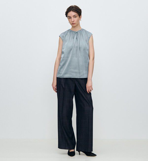 TOMORROWLAND collection「シャイニーシャンブレー スリーブレレスブラウス」|シャツ・ブラウス|