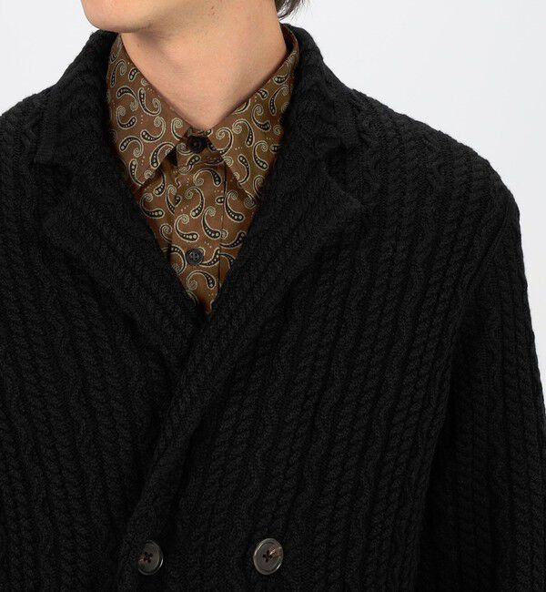 TOMORROWLAND MENS「ウールケーブルニット ダブルブレスト4Bジャケット」|ニット・セーター|